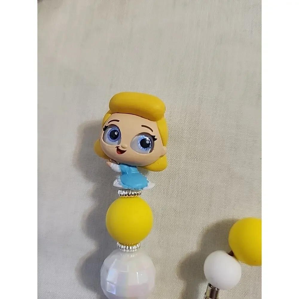 Bead Pen & Cup Charm Matching Combo Young Cinderella & Bow Silicone Beads